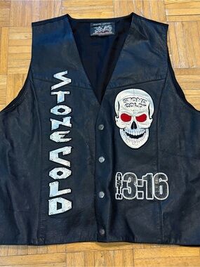 2000 Vintage WWE Stone Cold Steve Austin 3:16 Leather Vest